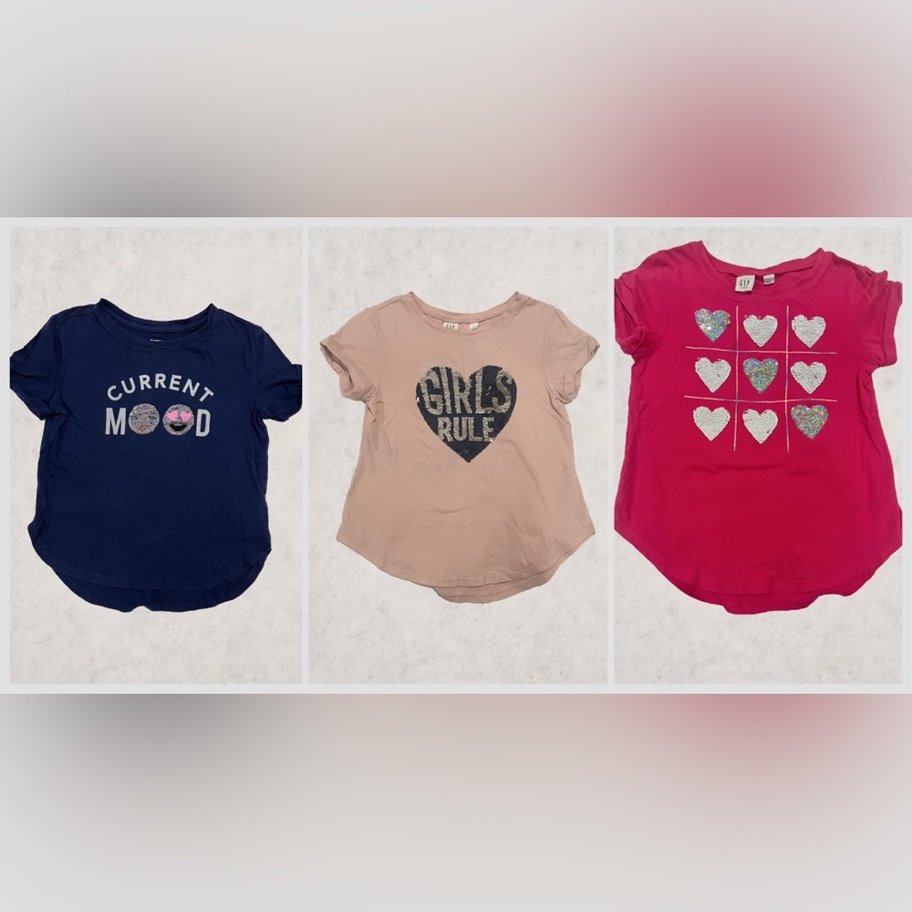 Gap Kids Girls Reversible Sequin Short Sleeve Shirts- Size Small (6/7)